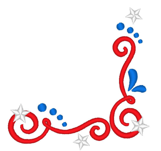 Patriotic Ornamental Monogram Corner and Border