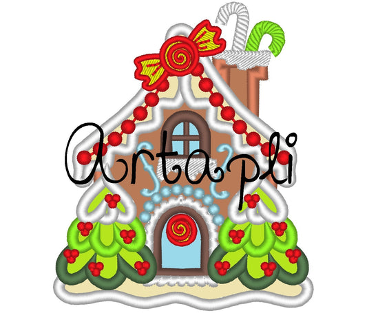 Little Christmas Gingerbread House Applique