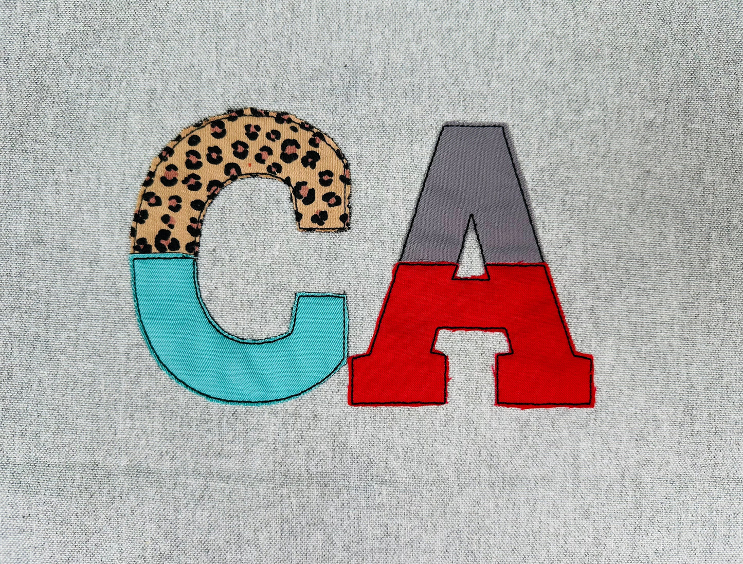 Light applique font Open Edge Raggedy Applique Alphabet bean stitch