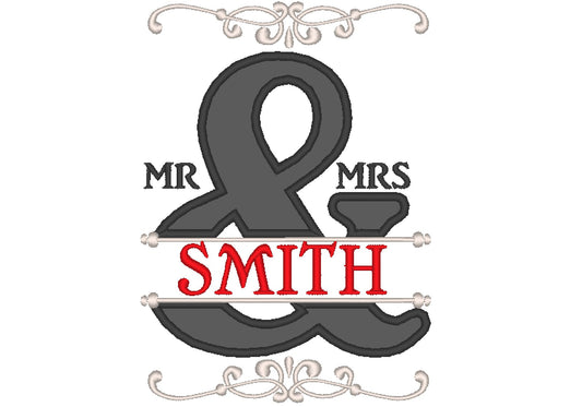 split Ampersand family machine embroidery applique 2 types and mini