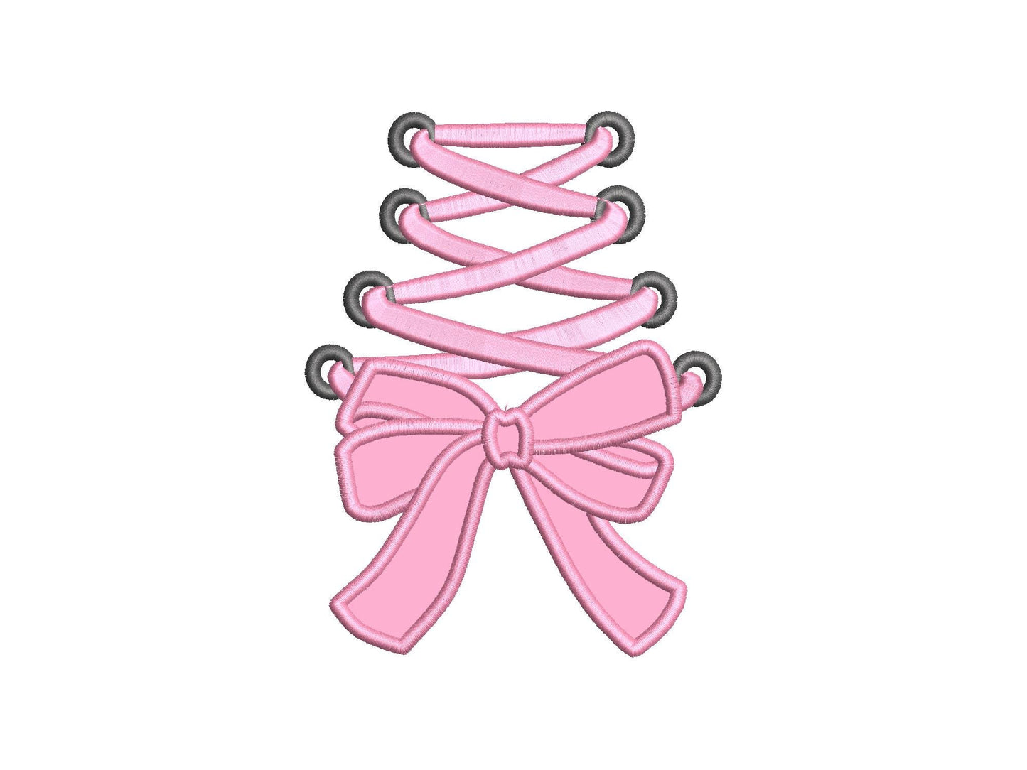 Girly Lace Up Bow Applique