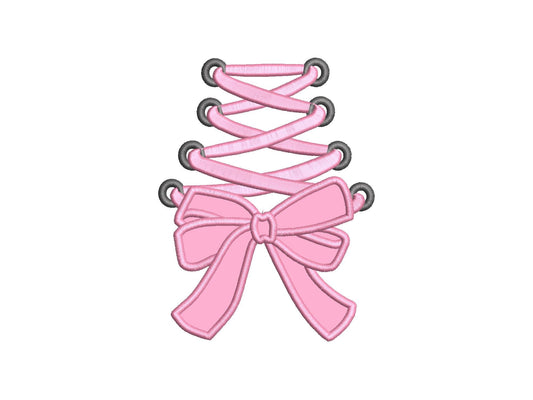 Girly Lace Up Bow Applique