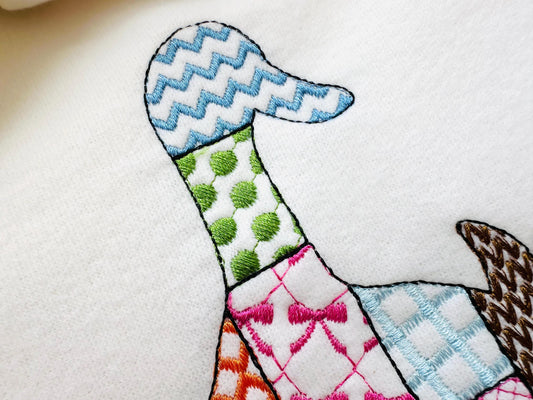 Patchwork Duck Farm bird animal patterned Duck silhouette outline