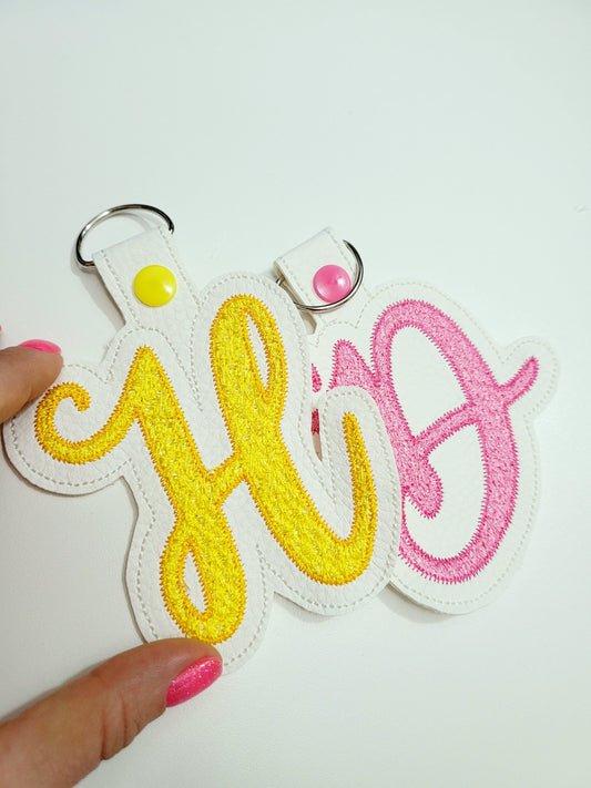 Faux Chenille Monogram Keychain