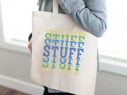 Satin Stitch Stacked Font