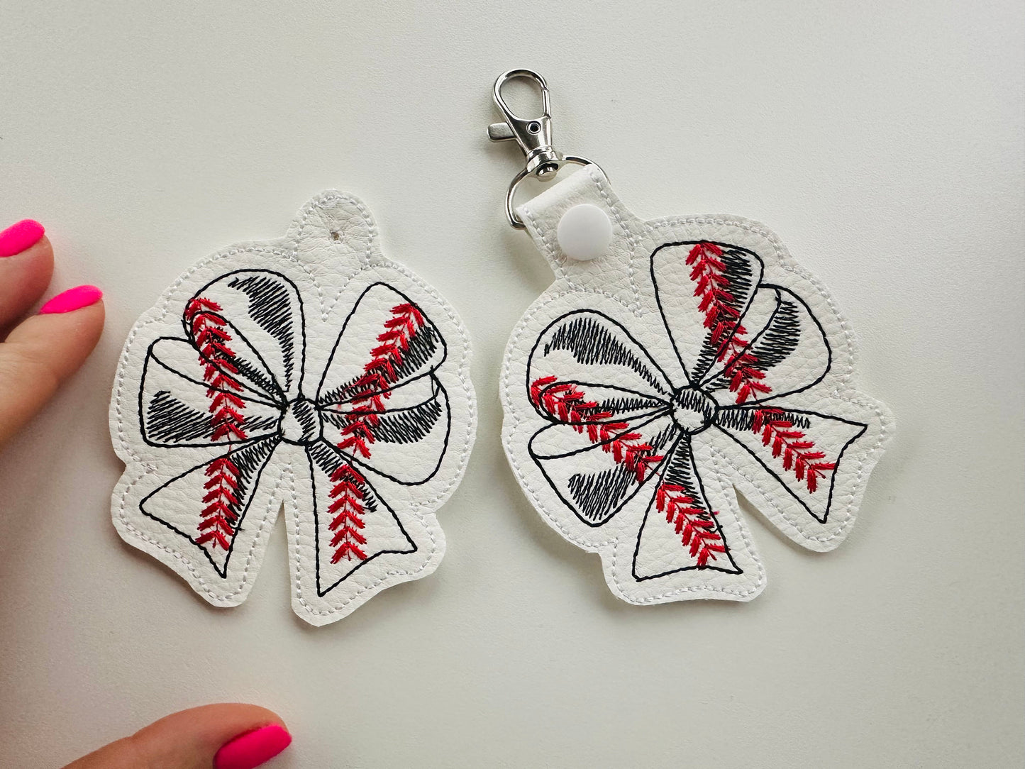 Baseball Sport Bow Keychain