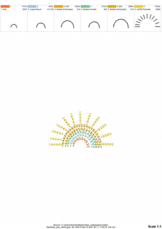 Primitive Chain Stitch Boho Rainbow