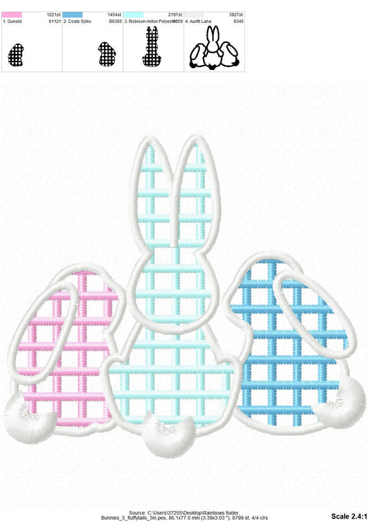 Plaid Patterned Three Bunnies in a row