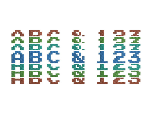 Pixel Miner Stacked Font Fill Stitch