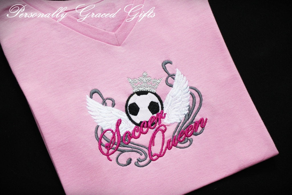 Soccer Queen simply and with curls grafiti on background machine