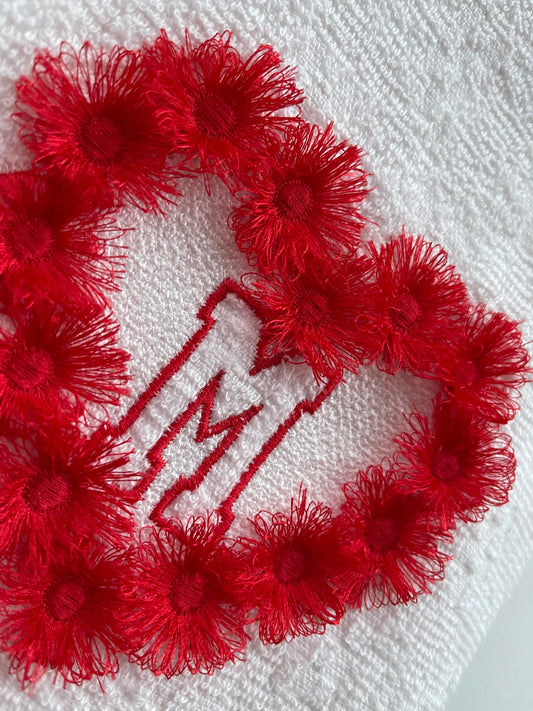Fringed Pom Poms Heart Monogram Frame