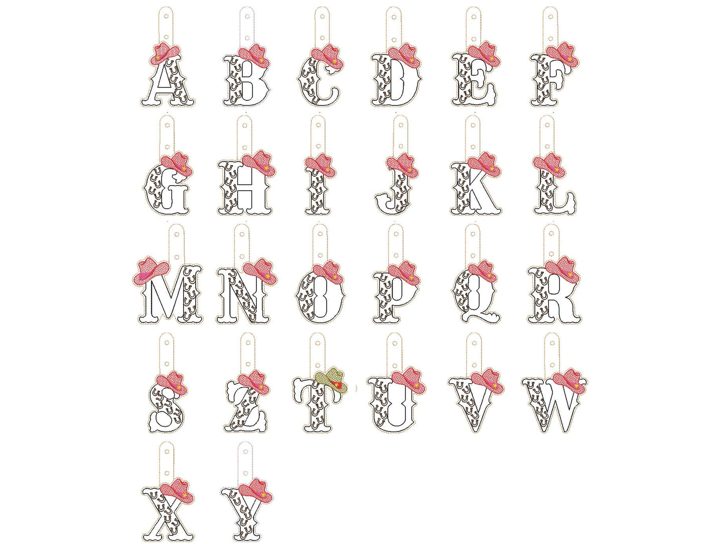 Cowboy Hat and Boots Monogram Keychain