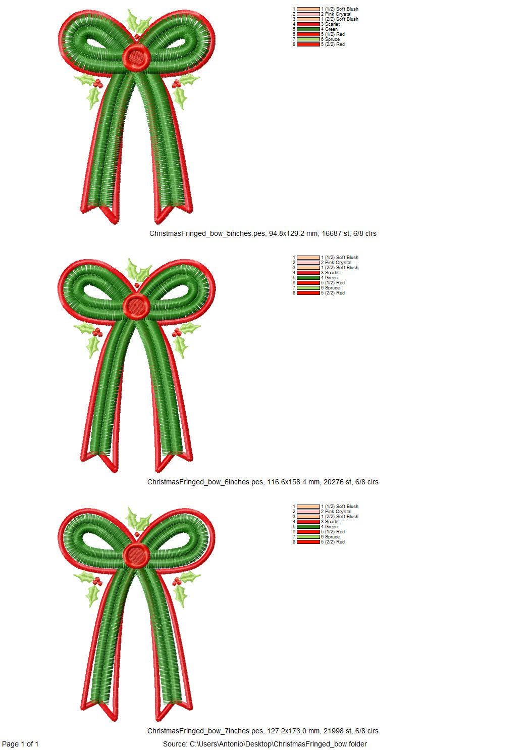 Christmas Fringed Bow Holly Berries