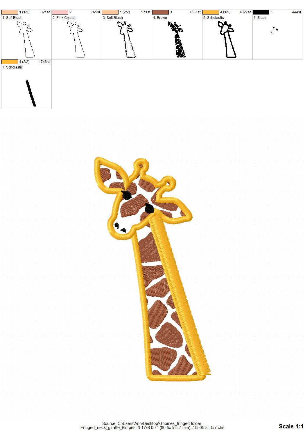 Fringed Giraffe Head Applique