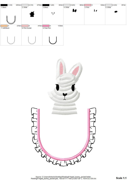 Peeking Fringed Fluffy Bunny Pocket