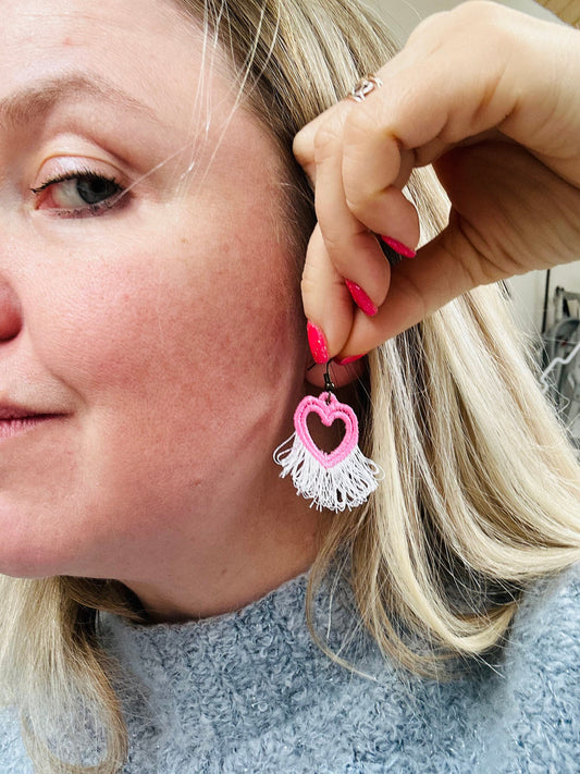 Cute Fringed Heart Earrings