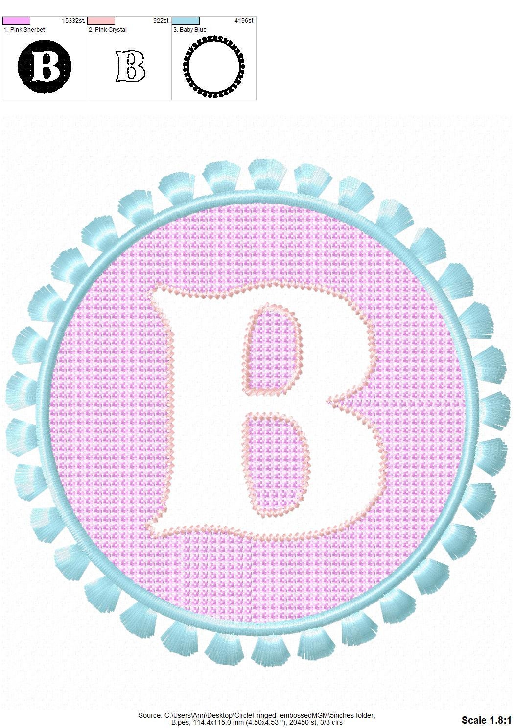 Beautiful Fringed and Embossed Monogram