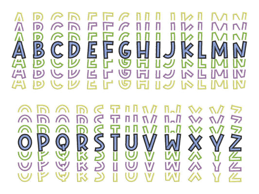 Stacked Satin Stitch and Outline Font