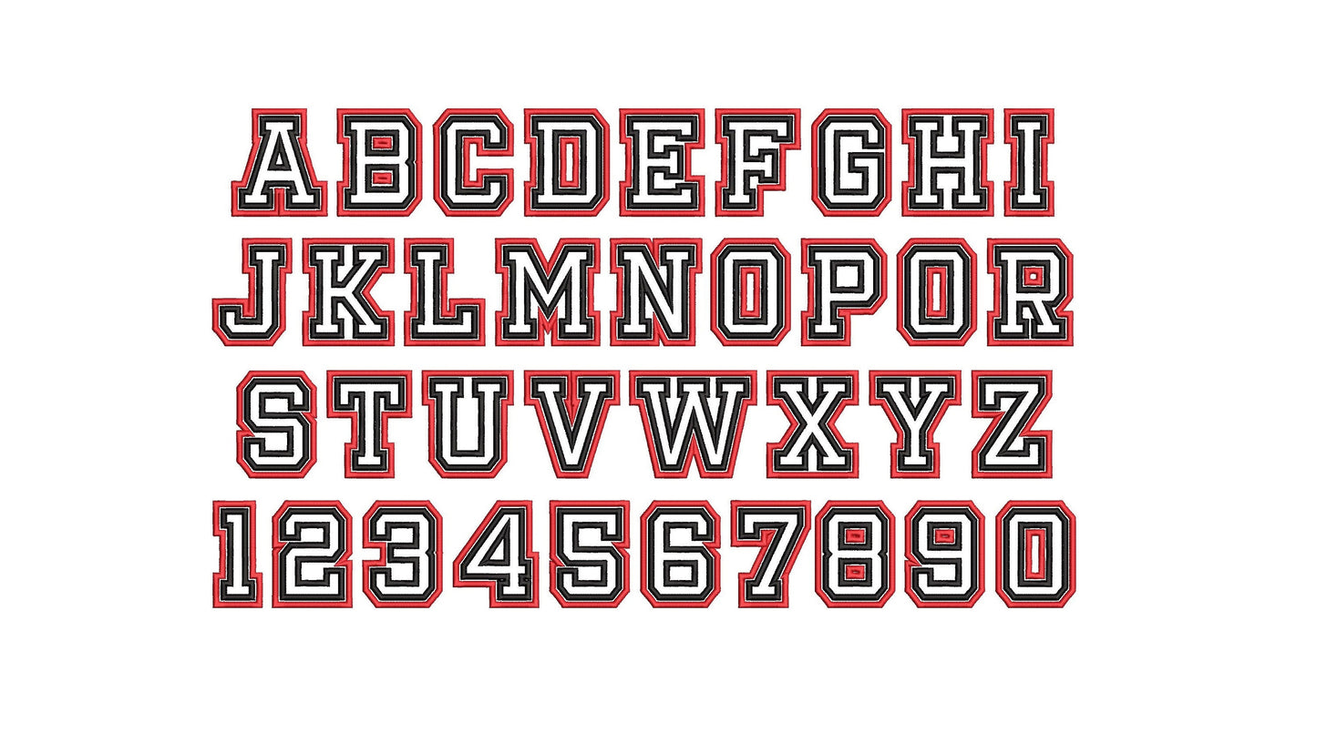 Two layers double applique and outline Athletic Sport High School Team