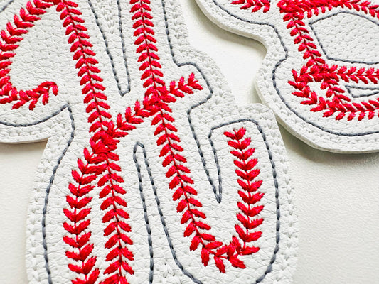 Baseball Stitch Sports Monogram Keychain