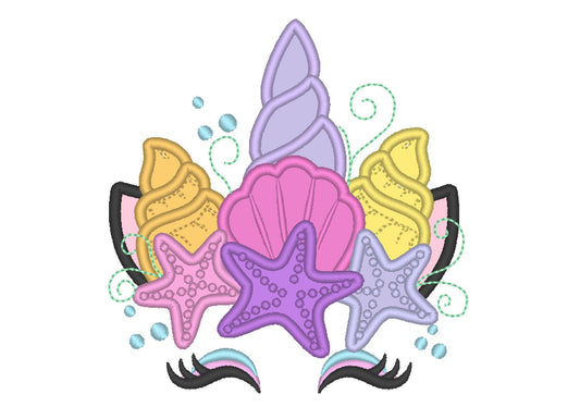 Mermaid Unicorn with Starfish and Shell