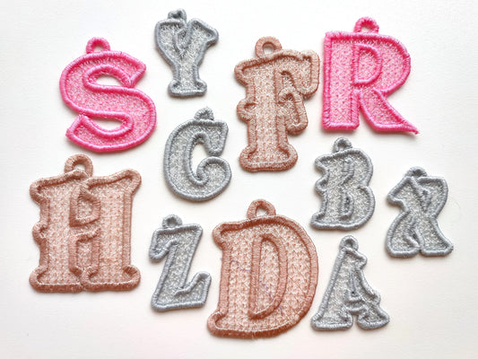 Lace Monogram Font Charm Earrings FSL