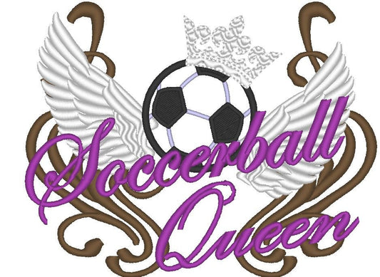 Soccer Queen simply and with curls grafiti on background machine