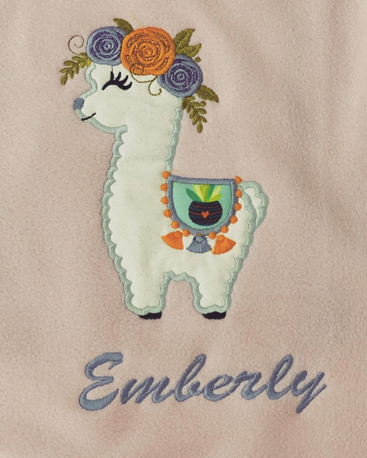Little Baby Llama with Floral Crown Applique