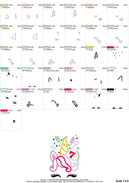 Festive Unicorn Birthday Number 7