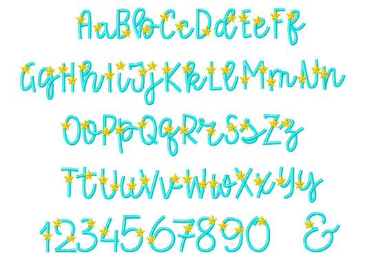 Starred Satin Stitch Line Font