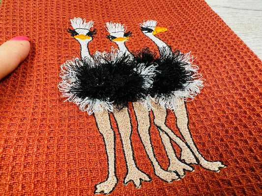 Fringed Ostrich Flock of 3