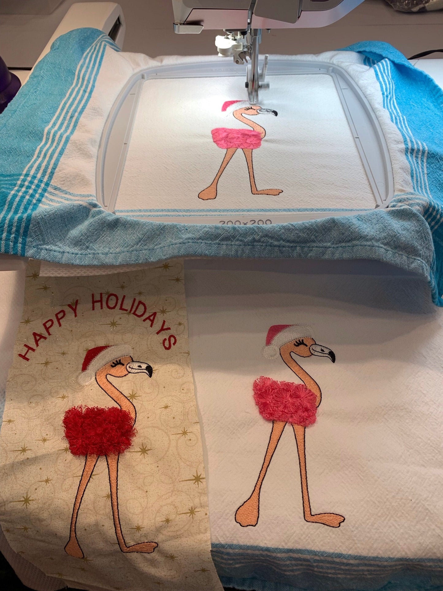 Fringed Christmas Flamingo Santa