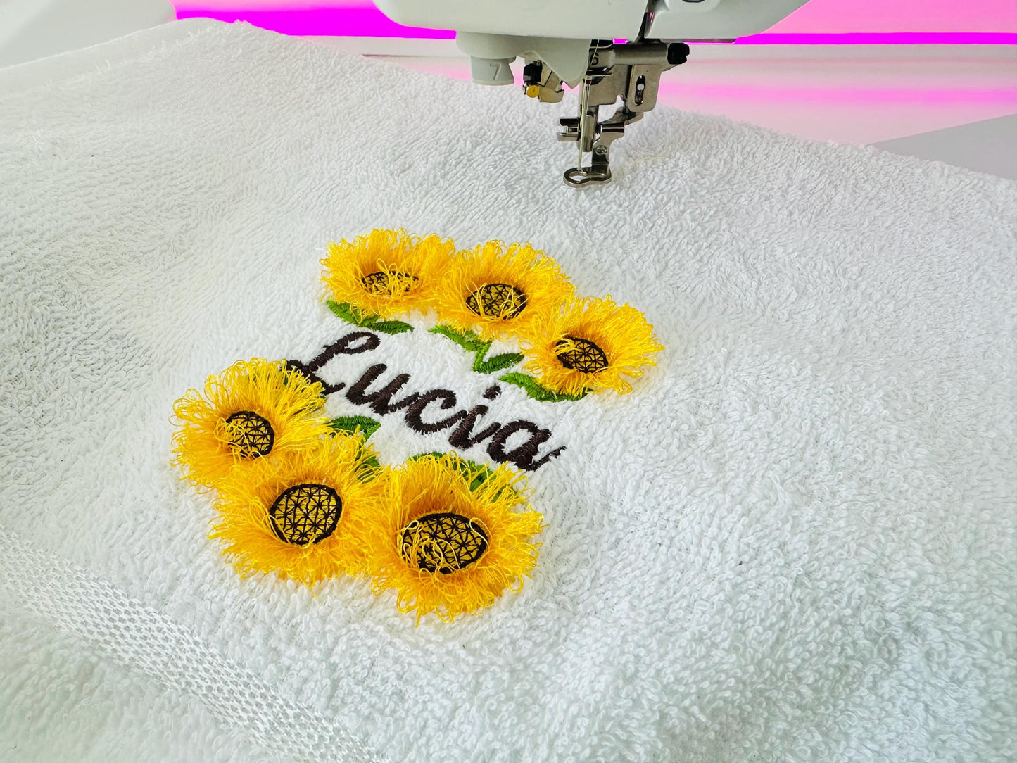 Split Sunflower Flower and mini Font SET Fringed Fluffy Fringe machine