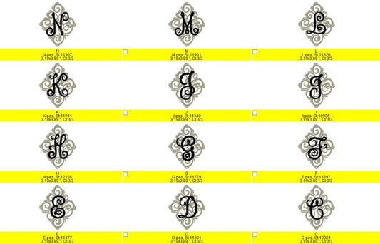 Elegant Wedding Monogram – Embroidery Font 4" 5" 7" | BX PES DST JEF | Artapli