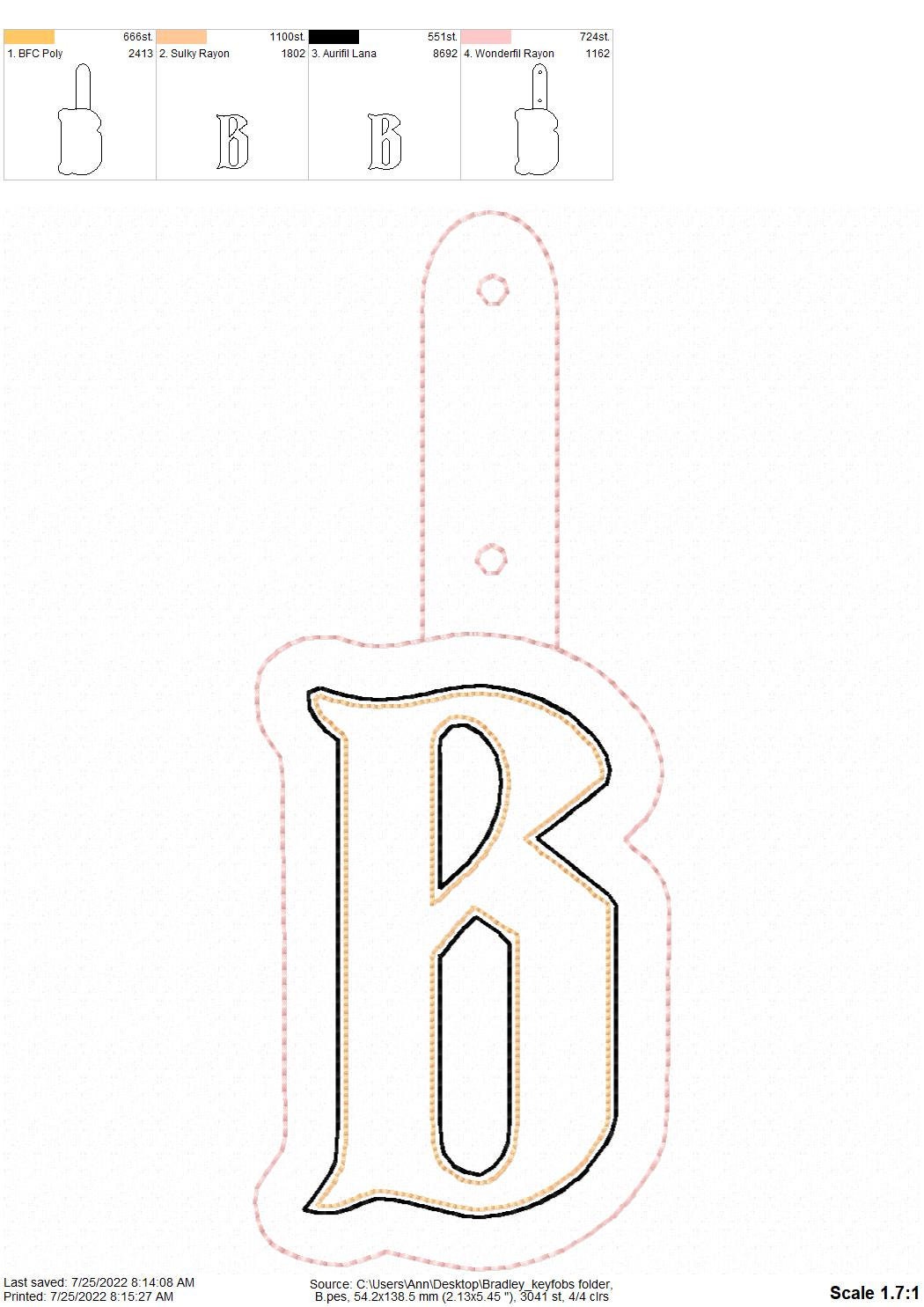 Puffy Puff Relief 3D Keychain Monogram ITH