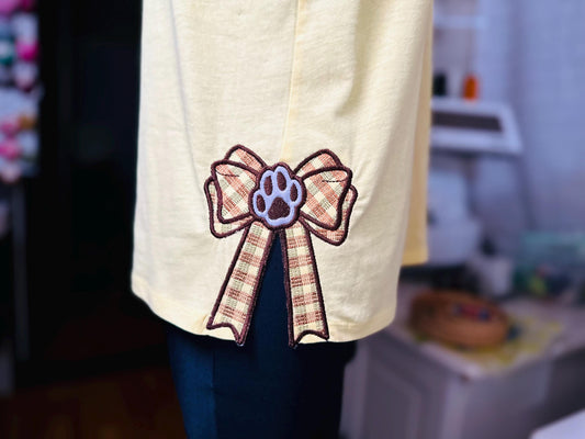 Puppy Paw and Gingham Plaid Bow