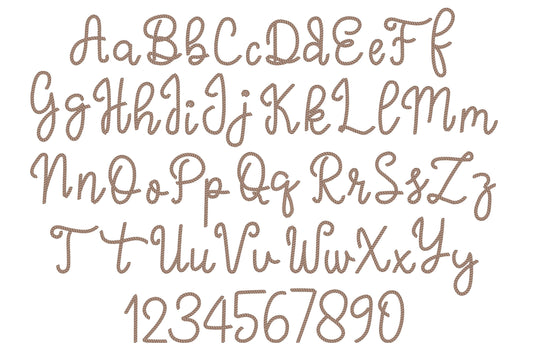 Handwritten Rope Stitch Font – Embroidery 1" 1.4" 1.7" 2" 2.5" 4" | BX PES DST JEF | Artapli