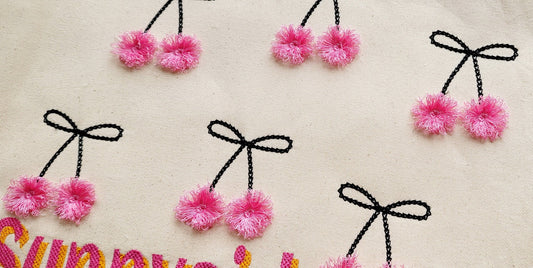 Fringed Cherry Pom Poms