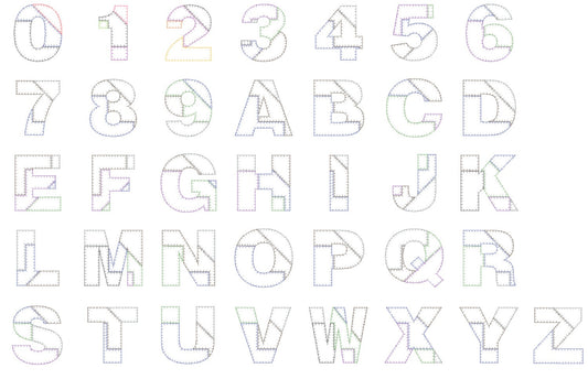 Patchwork Rag Edges Font Applique