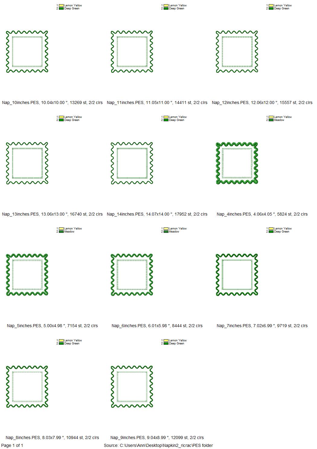 Ric Ric Edge Napkin ITH