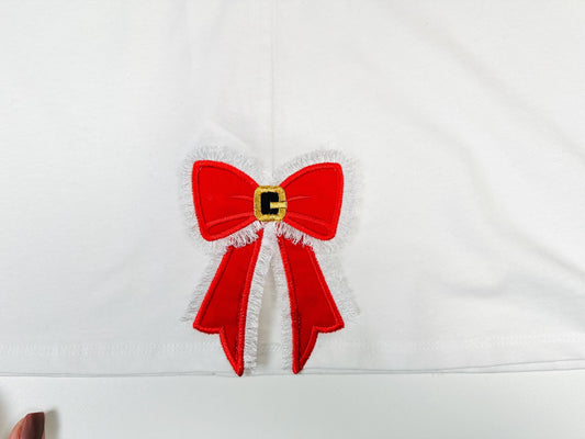 Fringed Santa Claus Bow Applique