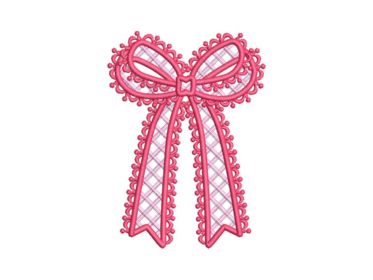 Side Split Seam Lace Bow Applique