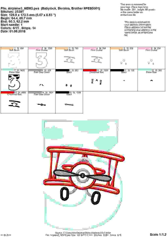 Airplane Cloud Birthday Number 3 Three