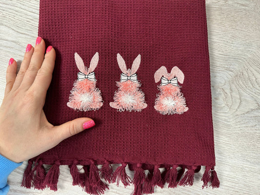 Fringed Easter Bunny with Bow Set of 2
