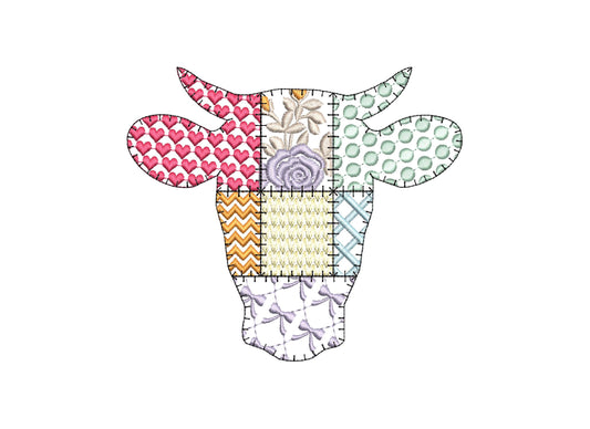 Patchwork Patterned Cow Head