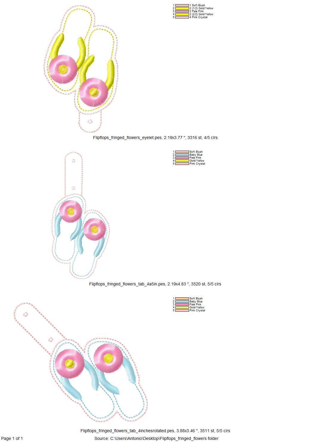 Flip Flops Fringed Flower Keychain