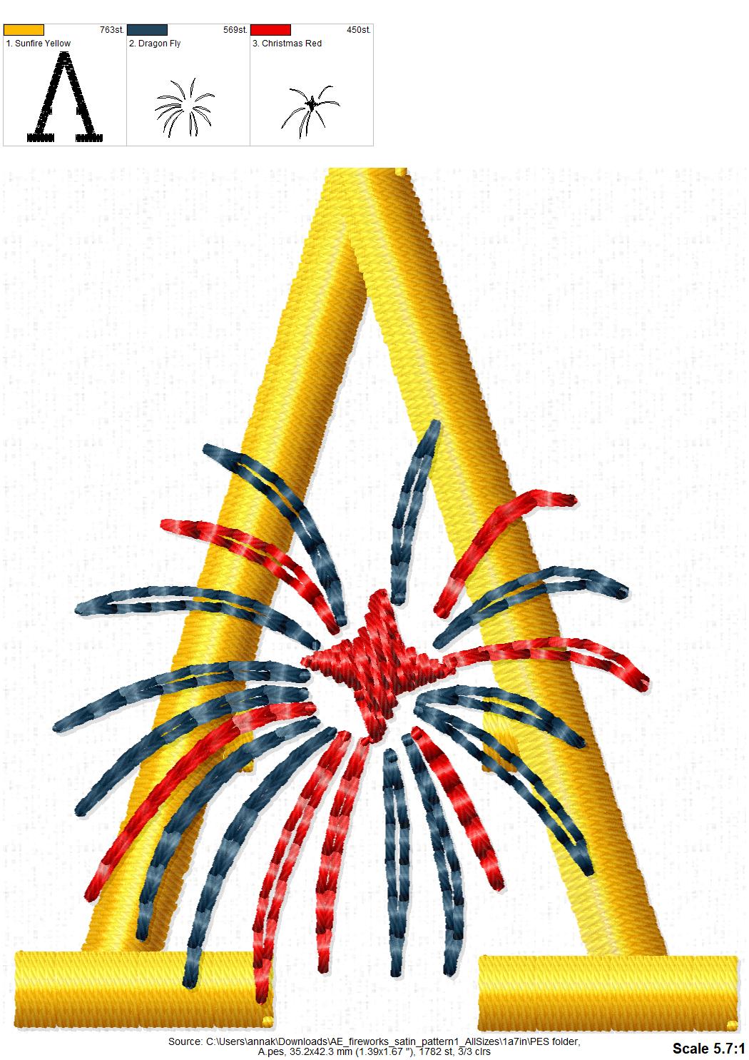 Fireworks 4th July Independence day patriotic bundle satin stitch 3