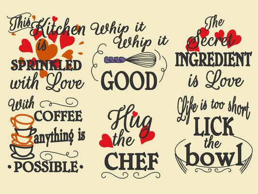 Kitchen Quote Saying Set of 6