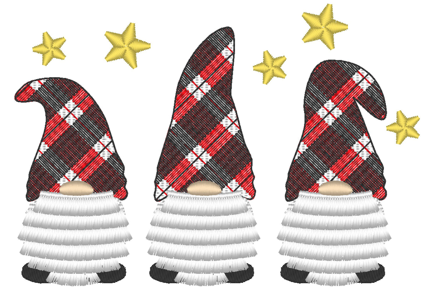 Gingham Plaid Gnome Trio Fringed Beard