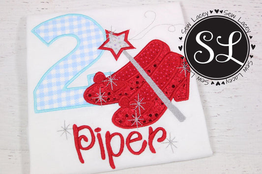 Sparkling Ruby Red Slippers Applique